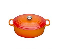 Le Creuset, Cocotte Signature en Fonte Ãmaillée avec Couvercle, à 35 cm, Ovale, Compatible avec Toutes Sources de Chaleur (Induction Incluse), Capacité : 8.9 L, 7.375 kg, Volcanique