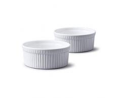 WM Bartleet & Sons 1750Â Lot de 2Â traditionnel en porcelaine Profondeur ramequins avec couvercles, blanc, Set of 2-11.5x11.5x5cm