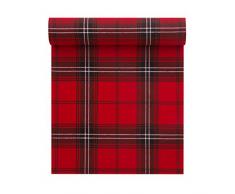 Serviette de table noÃ«l en coton 20x20cm - IdÃ©ale pour fÃªte - Rouleau de 12 serviettes - motifs/imprimÃ©s Ã©cossais rouge
