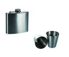 Out of the blue Flasque 150 ML, env. 10 x 9,5 cm, avec 2 gobelets en Metal pour 25 ML, argentÃ©