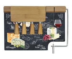 EASY LIFE 810WOCH Coffret Plateau Ã Fromage, Verre, Noir, 31,5 x 20 x 15 cm
