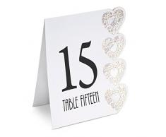 Club Green NumÃ©ros de Table 1 Ã 15Â âÂ DÃ©coupe au Laser, Coeur, Blanc, 125Â x 155Â x 40Â mm, Lot de 15