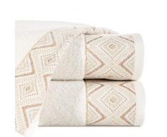 Eurofirany Zick Zack Lot de 3 Serviettes de Toilette en Coton Doux avec Coutures en mÃ©tal Motif gÃ©omÃ©trique 70 x 140 cm