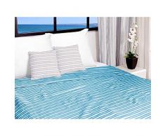 Soleil docre JetÃ© de lit 220x240 cm COTONADE Turquoise, Polyester Coton, Bleu, 240x220 cm