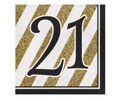 Unbekannt Creative Converting Lot de 16 Serviettes de Table en Papier Moderne 6 1/2 in Schwarz/Goldfarben