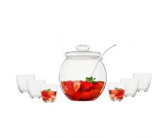 Bohemia Cristal 093Â 006Â 146Â Service de Punch 9Â piÃ¨ces, 1 saladier Ã Punch env. 4,5Â litres avec Couvercle en Verre Borosilicate rÃ©sistant Ã la Chaleur + 6Â gobelets denv. 300Â ML en Verre Cristal