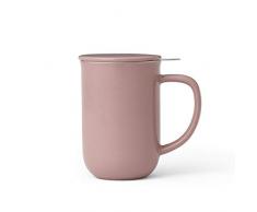 Viva Scandinavia Tasse à thé en Porcelaine avec infuseur Amovible en Acier Inoxydable, thé en Vrac, thé à Feuilles poignée Isolante, 0.5 L, Rose