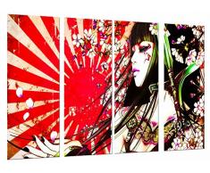 Tableau Moderne Photographique, Impression sur bois, Fille originale, femme samouraÃ¯, cheveux longs, fleurs, 131 x 62 cm, ref. 27050