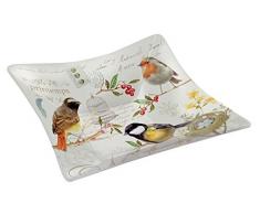 JD Diffusion 634OISE Oiseaux Coupelle Carrée Verre Multicolore