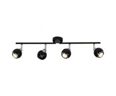 Brilliant AG G77732/06 Plafonnier LED à 4 lumières orientables, Métal, GU10, 3 W, Noir/Chrome, 18 x 71 x 12.5 cm
