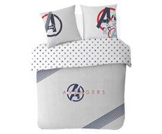 Disney Avengers Parure de lit 200x200 cm 100% Coton, Blanc/Ecru