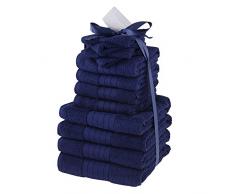 Dreamscene de Bain 100% Coton égyptien Doux à la Main, Visage, Bleu Marine, 12 pièces Ensemble de Serviettes Bale