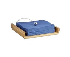 Relaxdays Porte-serviettes de table en bambou avec boule support HxlxP: 3,7 x 21,7 x 21,7 cm, nature