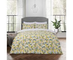 Sleepdown Lemons Yellow Parure pour Couette, Jaune, King
