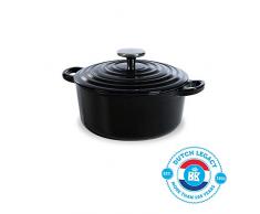 BK Cookware H6071.520 Cocotte en Fonte ÃmaillÃ©e avec Couvercle 20 cm, Dutch Oven, Casserole Induction Ronde 2.5 litres, Tous Feux, Jet, Noir de Jais