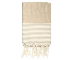 Moorish Idol - Fouta Nid dAbeille Rayure Fine- 100cm x 200cm- Beige