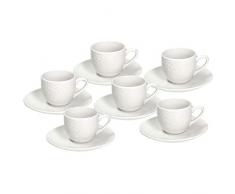 Tognana GF085010000 Lot de 6 tasses à café avec soucoupes 80 cl Porcelaine