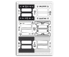 Toga STR103 24 Stickers onglets, Papier, Noir/Blanc, 4 x 2 x 0,1 cm