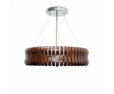 Relaxdays 10018905 Lampe suspension 5 ampoules en verre/bois/métal, Brun