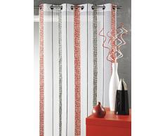 HomeMaison Voilage en Ã©tamine Ã Rayures Verticales Ã Pois, 100% Polyester, Beige