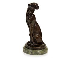 Arte dal mondo sA295 assis jaguar bronze sculpture statue Ã base de marbre