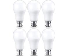 AmazonBasics Ampoule LED à baïonnette B22 A60, 10.5W (équivalent ampoule incandescente de 75W), blanc chaud - Lot de 6