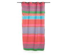 Fouta FutÃ©e Rideau prÃªt-Ã -Poser avec Anneaux, en fouta pour Une Ambiance de Vacances avec flexibilitÃ© de Hauteur, Coton, Multicolore, 280x140 cm