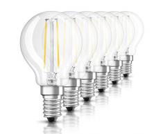 OSRAM Ampoule LED Filament, Forme sphérique, Culot E14, 2,1W Equivalent 25W, 220-240V, claire, Blanc Chaud 2700K, Lot de 6 pièces