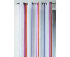 Home Maison HM6937298 Voilage Ã Rayures Verticales Etamine Polyester Mandarine 150 x 260 cm