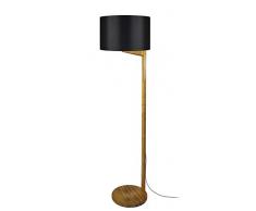 Tosel 51461 Lampadaire, Bois/Abat Jour Tissu, E27, 40 W, Noir, 40 x 168 cm