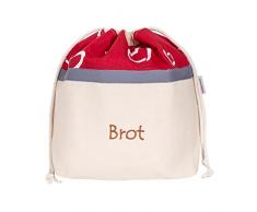 slowroom Sac à Pain Rouge Coton Ornement avec cÅur, 32 x 35 cm