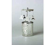 Kerzenfarm Hahn 84345 Bougeoir en Verre Motif Renne Argenté 16 x 6 x 6 cm