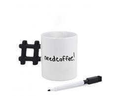 Kikkerland CU155 Mug, CÃ©ramique, Blanc/Noir, 14,5 x 8,9 x 11,2 cm