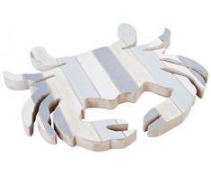 Générique 0374 Dessous de Plat Crabe, dim. 23.5x20.5x1 cm, MDF, Bois, Bleu, Gris, Blanc, 23 x 16 x 1,5 cm