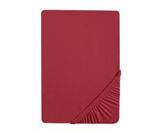 Biberna 77155/537/087 Drap Housse en Jersey Stretch pour un Lit Rouge Brun 180 x 200 cm Ã 200 x 200 cm