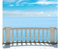 Scenolia Tapisserie Toile Textile Balcon Sur La Mer 4 x 2,70m - DÃ©coration Murale Effet Trompe lâOeil - RevÃªtement Panoramique OcÃ©an et Horizon - Pose Facile et QualitÃ© HD