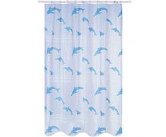MSV Rideau de Douche PVA 180x200, Plastique, Motifs Dauphin/Transparent