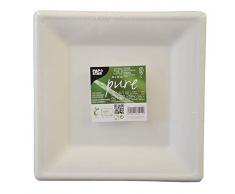 Papstar 82451 Lot de 50 Assiettes carrÃ©es en Canne Ã Sucre Blanc 26 x 26 cm