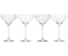 Mikasa C000213 Lot de 4 soucoupes/flûtes à champagne avec gravure décorative en verre cristal Effet argenté