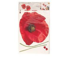 Sticker Mural - Coquelicots - 2 Planches 34 X 48 CM - Hauteur DE 55 A 70 CM