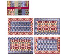 Easy Life 172GEKA POCHETTE DE 4 SETS DE TABLE SOUPLE 45X30CM EN PPE GLOBAL ETHNIC IKAT, Multicouleur