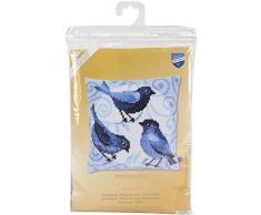 Vervaco, Kit Coussin Point De Croix, Oiseaux Bleus, Multi-Couleurs
