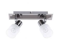 Brilliant G32429/77 Plafonnier, Metal/Verre, Acier/Chrome