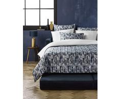De Witte Lietaer Jenga Parure Satin: Housse de Couette et taies doreiller, Coton, imprimÃ© Bleu, 240x220cm/260x70cm