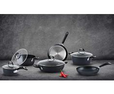 Bialetti 0F7SET10 Duratek Batterie de casseroles et poêles 10 pièces, adaptée à linduction, aluminium