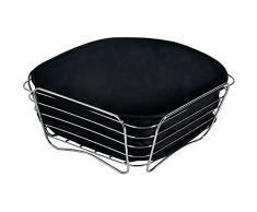KESPER 90882 Panier de Pain et Fruits 26x26x11cm, Acier Inoxydable, Argent/Noir, 26 x 26 x 11 cm