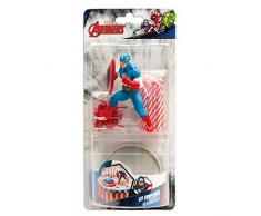 Captain America 303007 KIT Decoration GÃTEAU Figurine, Plastique, Multicolore, 11 x 5 x 23 cm