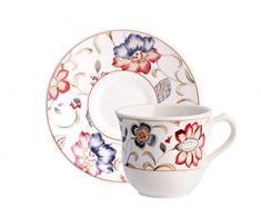 Churchill B112039 Lot de 12 Tasses Ã thÃ© avec soucoupes (6 Tasses/6 soucoupes) en Porcelaine Multicolore