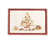 Villeroy & Boch Winter Bakery Delight Grand plat de service rectangle pour pÃ¢tisseries, Porcelaine Premium, Blanc/Rouge/Beige