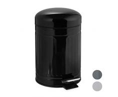 Relaxdays 10025615_46 Poubelle à pédale 3 L, Acier Inoxydable, Noir, 26 x 17 x 22,5 cm